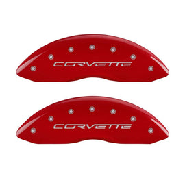 MGP 4 Caliper Covers Engraved Front & Rear C6/Corvette Red finish silver ch