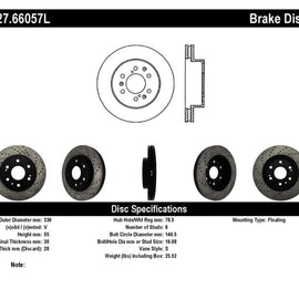 StopTech 05-10 GMC Sierra 1500 (w Rear Drum) / 07-09 GMC Yukon Front Left Slotted & Drilled Rotor