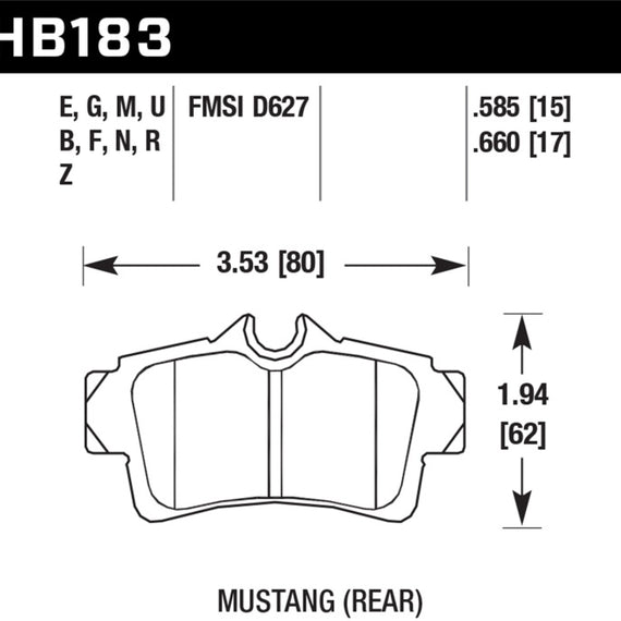 Hawk 2001-2001 Ford Mustang Bullitt 4.6 HPS 5.0 Rear Brake Pads