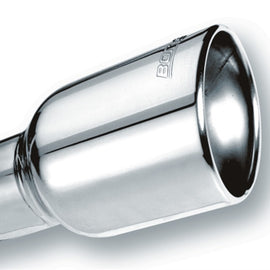 Borla Universal Polished Tip Single Round Rolled Angle-Cut w/Clamp (inlet 2 1/2in. Outlet 4 x 4in) *