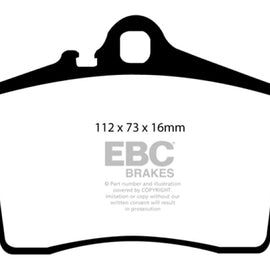 EBC 98-05 Porsche 911 (996) (Cast Iron Rotor only) 3.4 Carrera 2 Yellowstuff Rear Brake Pads