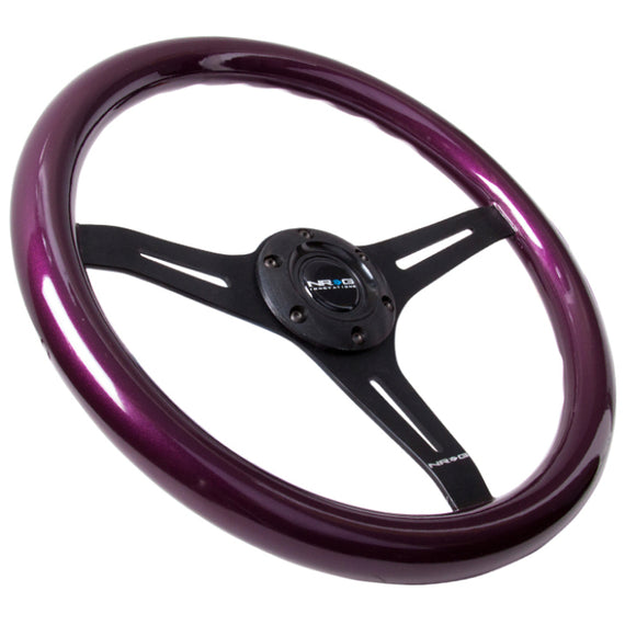 NRG Classic Wood Grain Steering Wheel (350mm) Purple Pearl/Flake Paint w/Black 3-Spoke Center