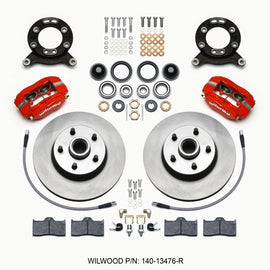 Wilwood Forged Dynalite-M Front Kit 11.30in 1 PC Rotor&Hub Red 1965-1969 Mustang Disc & Drum Spindle