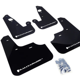 Rally Armor 07-17 Mitsubishi Lancer Black UR Mud Flap w/ White Logo