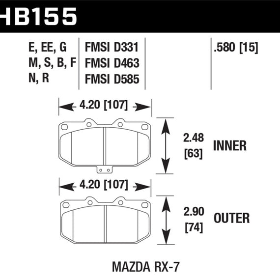 Hawk 86-95 Mazda RX-7 DTC-60 Race Front Brake Pads