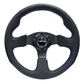 NRG Reinforced Steering Wheel (320mm) Black Leather w/Blue Stitching