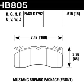 Hawk 15-17 Ford Mustang Brembo Package DTC-70 Front Brake Pads