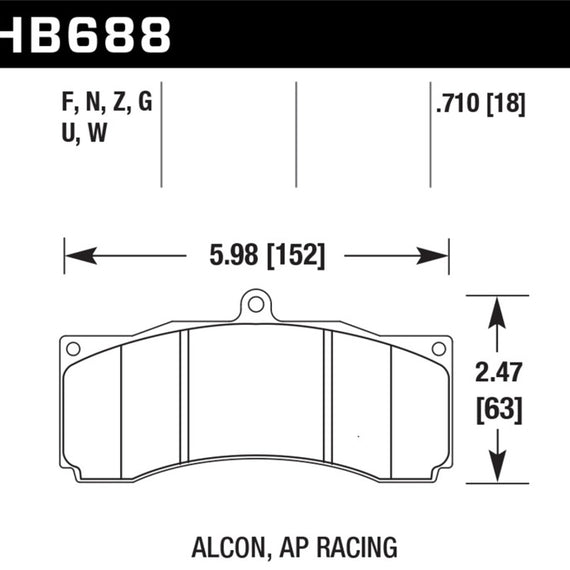 Hawk AP Racing / Stoptech / Alcon DTC-60 Race Brake Pads