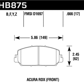 Hawk 14-17 Acura RDX/RLX HPS 5.0 Front Brake Pads ( does not fit civic Type R)