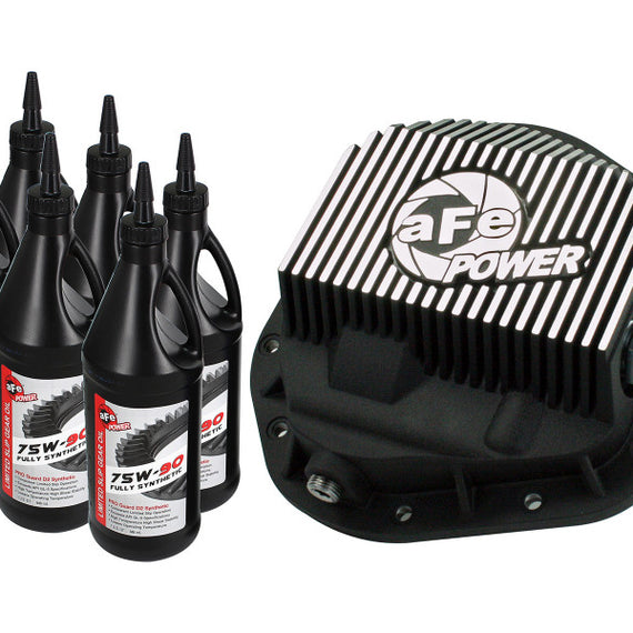 aFe Power Front Diff Cover w/ 75W-90 Gear Oil 5/94-12 Ford Diesel Trucks V8 7.3/6.0/6.4/6.7L (td)