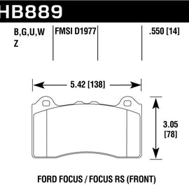 Hawk 2017 Ford Focus DTC-60 Race Front Brake Pads