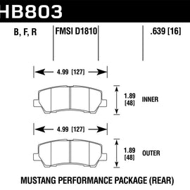 Hawk 16-17 Ford Mustang Brembo Package HPS 5.0 Rear Brake Pads