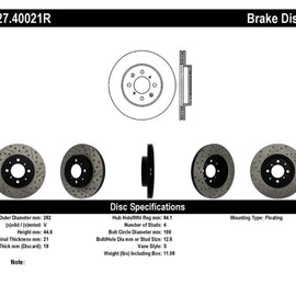 StopTech 90-01 Acura Integra (exc. Type R) / 01-05 Honda Civic / 07+ Honda Fit / 93-97 Del Sol VTEC