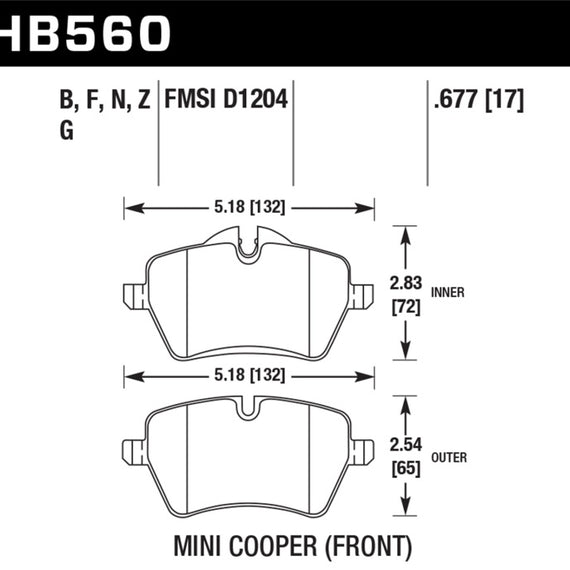 Hawk 06-15 Mini Cooper DTC-60 Race Front Brake Pads