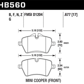 Hawk 05-06 JCW R53 Cooper S & 07+ R56 Cooper S HP+ Street Front Brake Pads