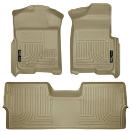 Husky Liners 09-12 Ford F-150 Super Crew Cab WeatherBeater Combo Tan Floor Liners