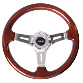 NRG Classic Wood Grain Steering Wheel (330mm) Wood Grain w/Chrome 3-Spoke Center