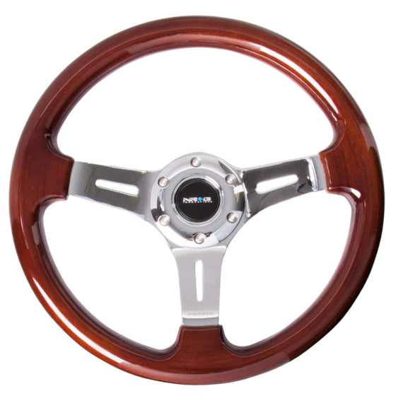 NRG Classic Wood Grain Steering Wheel (330mm) Wood Grain w/Chrome 3-Spoke Center