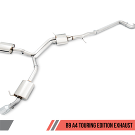 AWE Tuning Audi B9 A4 Touring Edition Exhaust Dual Outlet - Diamond Black Tips (Includes DP)