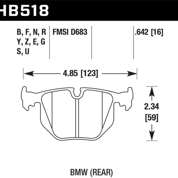 Hawk BMW 330CI/330I/330XI/525i/740i/754iL/M3/M5/X3/X5/Z4/Z8 / Range Rover HSE HT-10 Race Rear Brake