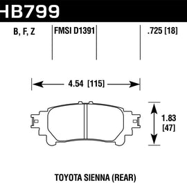 Hawk 14-16 Toyota Highlander Performance Ceramic Street Rear Brake Pads