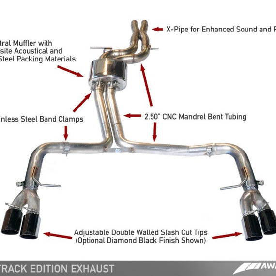 AWE Tuning Audi B8.5 S5 3.0T Track Edition Exhaust - Chrome Silver Tips (90mm)