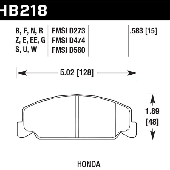 Hawk 88-89 Civic Si / 92-00 Civic CX / 88-00 DX / 98-00 GX HP Plus Street  Front Brake Pads