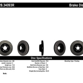 StopTech 07-10 BMW 335i Cross Drilled Right Front Rotor