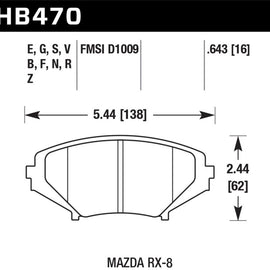 Hawk 04-09 RX8 Blue Race Front Brake  Pads D1009