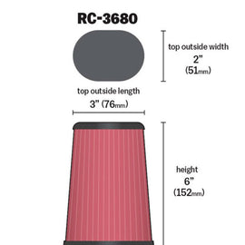 K&N Universal Clamp-On Air Filter 2-7/16in Flange 4-1/2x3-3/4in Base 3x2in Top 6in Height