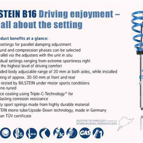 Bilstein B16 (DampTronic) 2015-2018 BMW M3/M4 F80/F82 Front & Rear Performance Suspension System