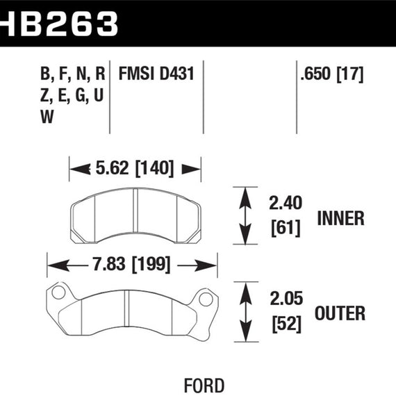 Hawk 1987-1993 Ford Mustang GT 5.0 HPS 5.0 Front Brake Pads