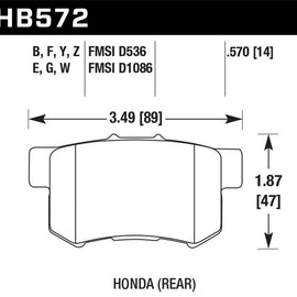 Hawk 2001-2003 Acura CL Type-S HPS 5.0 Rear Brake Pads