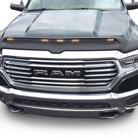 AVS 2019 Dodge Ram 1500 Aeroskin Low Profile Hood Shield w/ Lights - Black