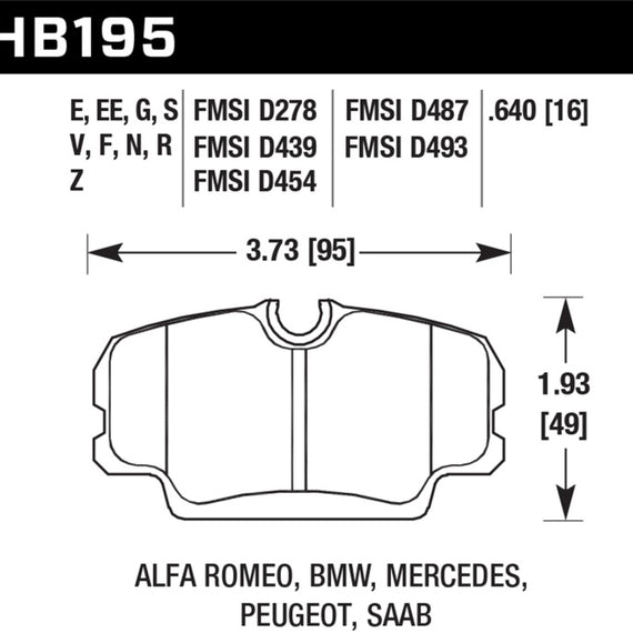 Hawk 84-4/91 BMW 325 (E30) HT-10 HP+ Street Front Brake Pads