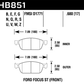 Hawk 15-16 Ford Focus ST HPS 5.0 Front Brake Pads