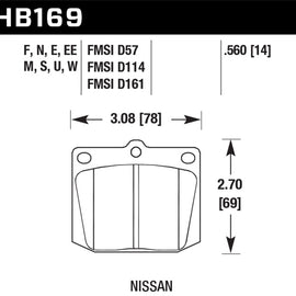Hawk Nissan 810/240Z/260Z/280Z/620 / Toyota Corona/Cressida/Crown/Pickup Blue 9012 Front Race Pads
