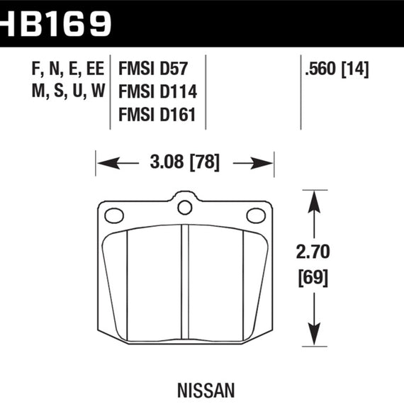 Hawk Nissan 810/240Z/260Z/280Z/620 / Toyota Corona/Cressida/Crown/Pickup Blue 9012 Front Race Pads
