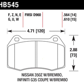 Hawk 2003-2004 Infiniti G35 (w/Brembo Brakes) HPS 5.0 Front Brake Pads