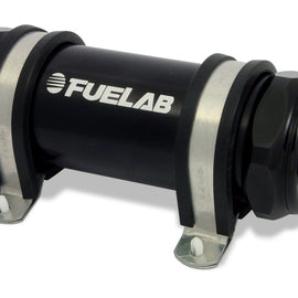 Fuelab 828 In-Line Fuel Filter Long -10AN In/Out 6 Micron Fiberglass - Black