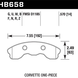 Hawk 2010-2013 Chevy Corvette Grand Sport (One-Piece Pads) High Perf. Street 5.0 Front Brake Pads