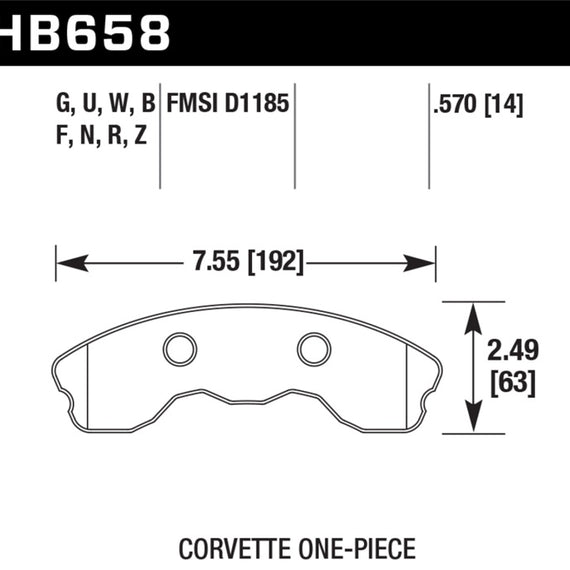 Hawk 2010-2013 Chevy Corvette Grand Sport (One-Piece Pads) High Perf. Street 5.0 Front Brake Pads