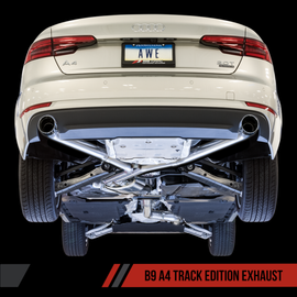 AWE Tuning Audi B9 A4 Track Edition Exhaust Dual Outlet - Diamond Black Tips (Includes DP)