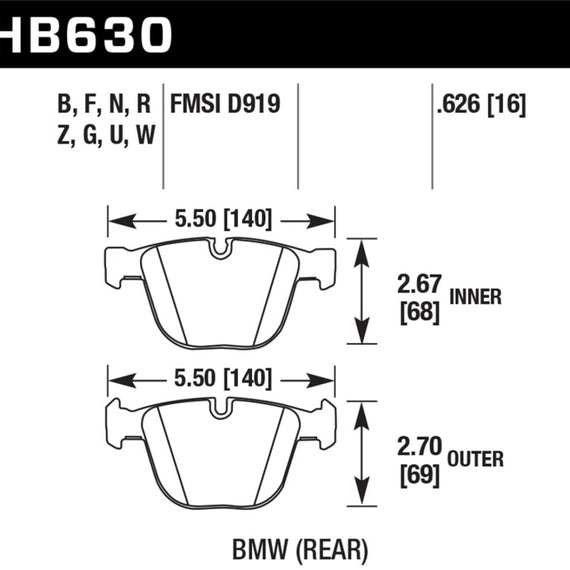 Hawk 04-10 BMW 535i/545i/550i / 04-10 645Ci/650i/02-09 745i/745Li/750 Perf Ceramic Street Brake Pads