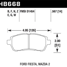 Hawk 2011-2014 Ford Fiesta S Sedan HPS 5.0 Front Brake Pads