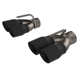 QTP 15-18 Dodge Challenger 6.2L/6.4L 304SS Screamer Exhaust 3in Quad Tip Adapter w/Black Tips