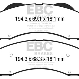 EBC 15+ Ford F150 2.7 Twin Turbo (2WD) Extra Duty Front Brake Pads