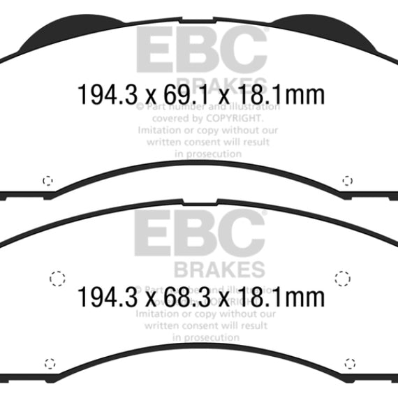 EBC 15+ Ford F150 2.7 Twin Turbo (2WD) Extra Duty Front Brake Pads