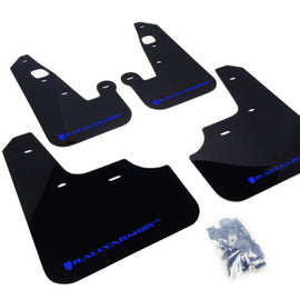 Rally Armor 07-17 Mitsubishi Lancer Black UR Mud Flap w/ Blue Logo