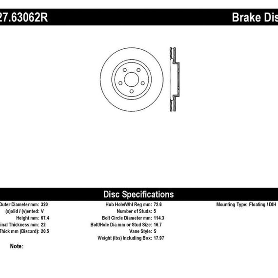 StopTech 05-09 Chrysler 300 (5.7L V8 exc SRT-8) Rear Right Slotted & Drilled Rotor